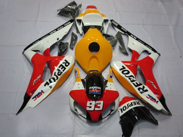Carenagens Moto Honda CBR1000RR 2006-2007 - Laranja Branco Vermelho Preto Brilhante Repsol HRC 93