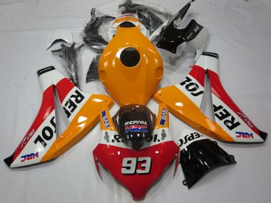 Carenagens Moto Honda CBR1000RR 2008-2011 - Laranja Branco Vermelho Preto Brilhante Repsol 93