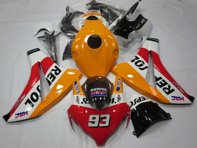 Carenagens Moto Honda CBR1000RR 2008-2011 - Laranja Branco Vermelho Preto Brilhante Repsol 93