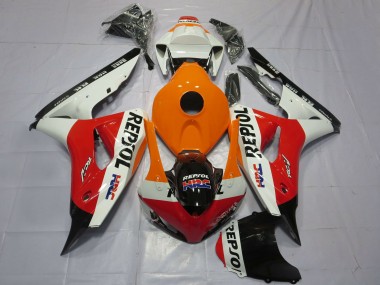 Carenagens Moto Honda CBR1000RR 2006-2007 - Laranja Branco Vermelho Preto Brilhante Repsol HRC