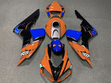 Carenagens Moto Honda CBR1000RR 2006-2007 - Laranja Prata Azul Preto Brilhante Tubarão
