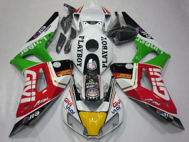 Carenagens Moto Honda CBR1000RR 2006-2007 - Branco Vermelho Verde Amarelo Preto Givi PlayBoy