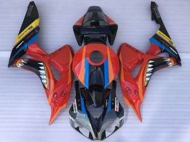 Carenagens Moto Honda CBR1000RR 2006-2007 - Vermelho Azul Amarelo Preto Brilhante Tubarão