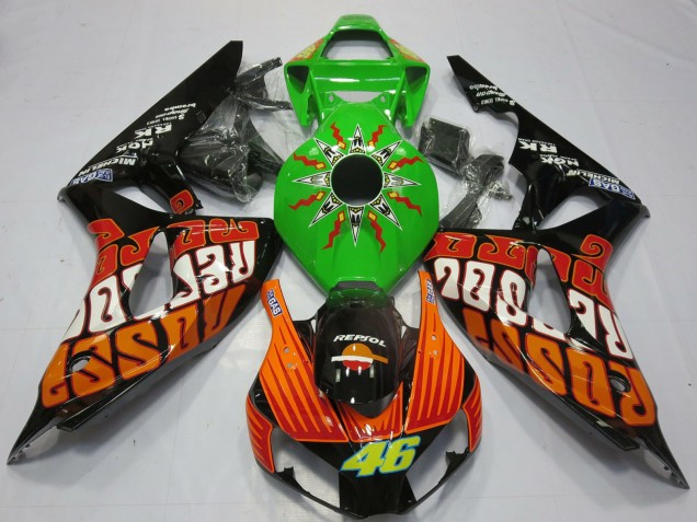 Carenagens Moto Honda CBR1000RR 2006-2007 - Verde Laranja Preto Brilhante Rossi 46