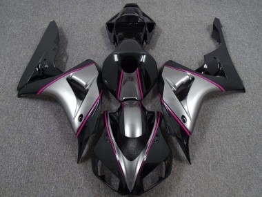 Carenagens Moto Honda CBR1000RR 2006-2007 - Prata Rosa Preto Brilhante Risca de giz