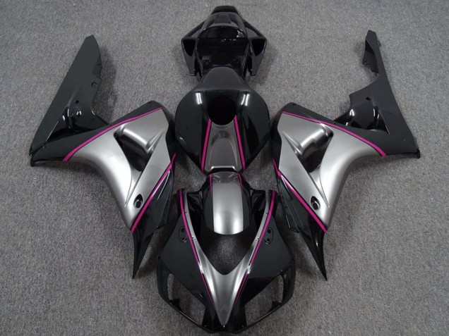 Carenagens Moto Honda CBR1000RR 2006-2007 - Prata Rosa Preto Brilhante Risca de giz