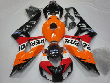 Carenagens Moto Honda CBR1000RR 2006-2007 - Laranja Branco Vermelho Preto Brilhante Repsol