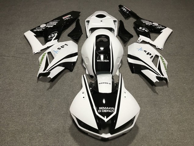 Carenagens Moto Honda CBR600RR 2013-2026 - Branco Preto Brilhante