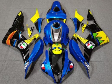 Carenagens Moto Honda CBR600RR 2007-2008 - Azul Amarelo Preto Brilhante Tubarão