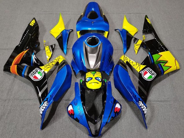 Carenagens Moto Honda CBR600RR 2007-2008 - Azul Amarelo Preto Brilhante Tubarão