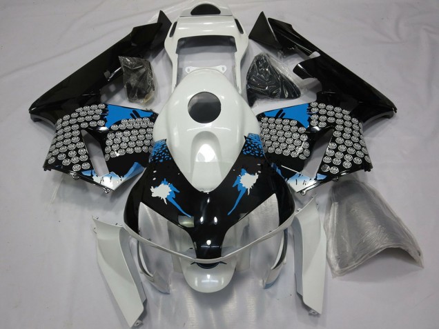 Carenagens Moto Honda CBR600RR 2003-2004 - Branco Azul Preto Brilhante Respingos