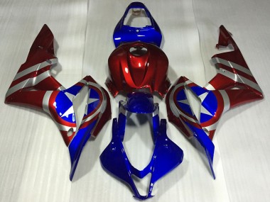 Carenagens Moto Honda CBR600RR 2007-2008 - Vermelho Prata Azul Captain America