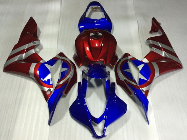 Carenagens Moto Honda CBR600RR 2007-2008 - Vermelho Prata Azul Captain America