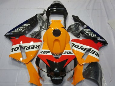 Kit Carenagem Moto Completa Honda CBR600RR 2003-2004 - Laranja Branco Vermelho Preto Brilhante Repsol
