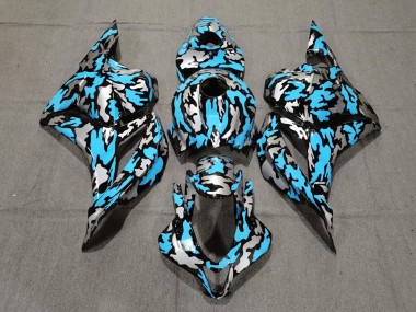 Carenagens Moto Honda CBR600RR 2009-2012 - Azul Prata Camouflage
