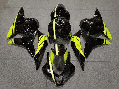 Carenagens Moto Honda CBR600RR 2009-2012 - Preto Brilhante Alta Visibilidade Amarelo Listra