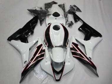 Carenagens Moto Honda CBR600RR 2007-2008 - Branco Preto Brilhante OEM Estilo