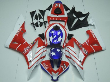 Carenagens Moto Honda CBR600RR 2007-2008 - Branco Vermelho Azul Estrela Geico 14