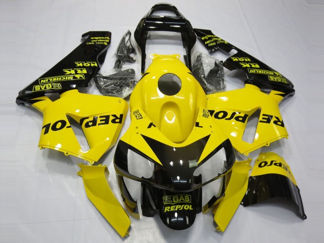 Carenagens Moto Honda CBR600RR 2003-2004 - Amarelo Preto Brilhante Repsol