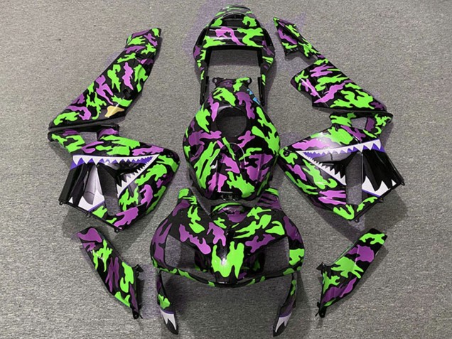 Carenagens Moto Honda CBR600RR 2003-2004 - Verde Rosa Camouflage Tubarão