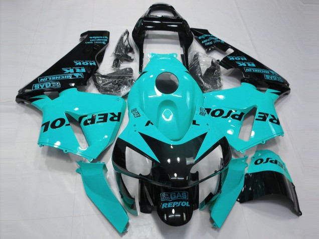 Carenagens Moto Honda CBR600RR 2003-2004 - Azul Claro Preto Brilhante Repsol