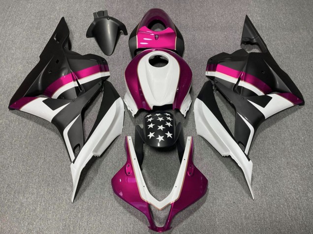 Carenagens Moto Honda CBR600RR 2009-2012 - Branco Rosa Preto Fosco Estrela