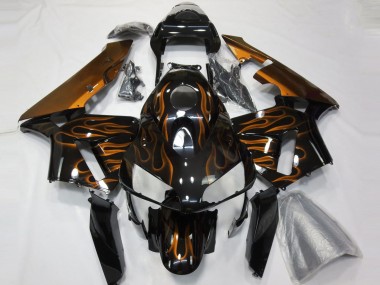 Carenagens Moto Honda CBR600RR 2003-2004 - Preto Brilhante Laranja Chama