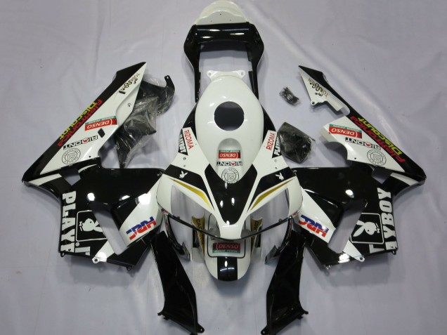 Carenagens Moto Honda CBR600RR 2003-2004 - Branco Amarelo Preto Brilhante HRC Playboy