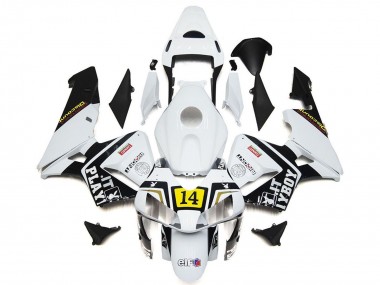 Carenagens Moto Honda CBR600RR 2003-2004 - Branco Amarelo Preto Brilhante Playboy 14