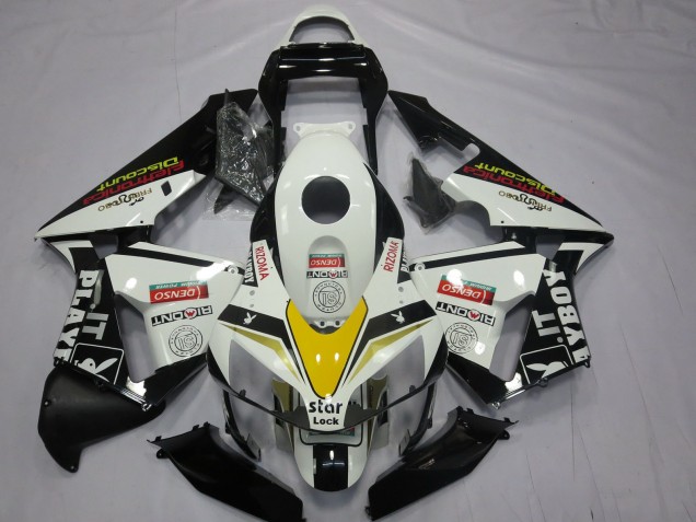 Carenagens Moto Honda CBR600RR 2003-2004 - Branco Amarelo Preto Brilhante Playboy Estilo