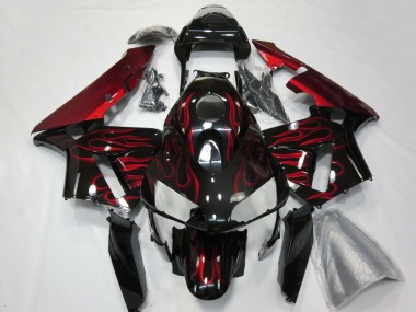 Carenagens Moto Honda CBR600RR 2003-2004 - Preto Brilhante Vermelho Chama