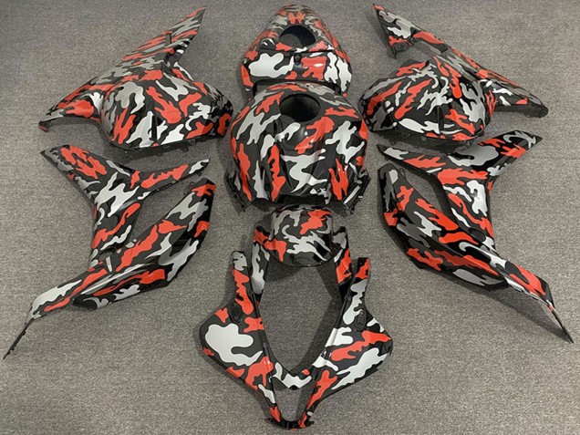 Carenagens Moto Honda CBR600RR 2009-2012 - Vermelho Cinzento Camouflage