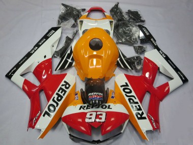 Carenagens Moto Honda CBR600RR 2013-2023 - Laranja Branco Vermelho Preto Brilhante Repsol 93