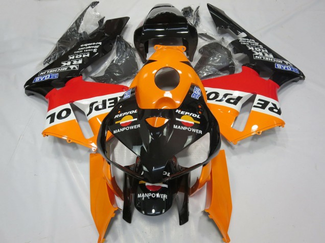 Carenagens Moto Honda CBR600RR 2005-2006 - Laranja Branco Vermelho Preto Brilhante Repsol Man Power