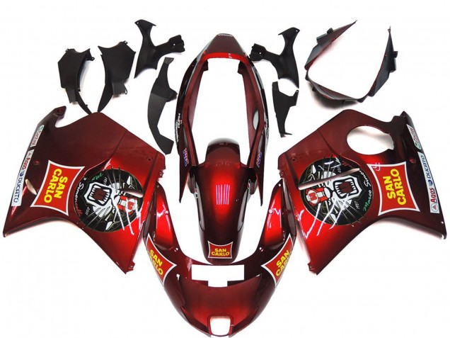 Carenagens Moto Honda CBR1100XX Blackbird 1996-2007 - Vermelho Amarelo San Carlo