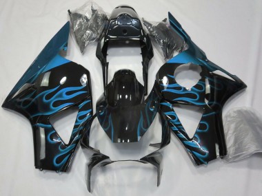 Carenagens Moto Honda CBR954RR 2002-2003 - Preto Brilhante Azul Claro Chama