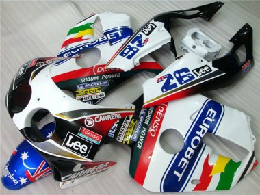 Carenagens Moto Honda CBR250RR 1990-1998 - Branco Azul Vermelho Amarelo Verde Carrera EuroBet Lee