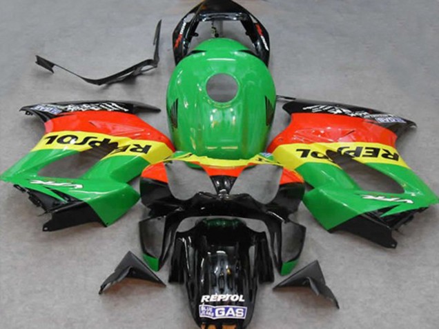 Carenagens Moto Honda VFR 800 2002-2013 - Verde Amarelo Vermelho Preto Repsol