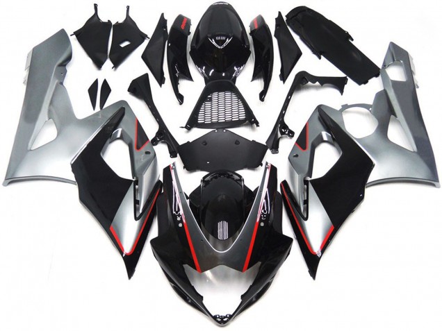 Carenagens Moto Suzuki GSXR 1000 2005-2006 - Preto Brilhante Prata Vermelho