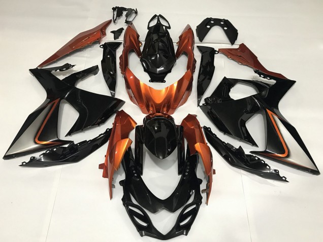 Carenagens Moto Suzuki GSXR 1000 2009-2016 - Preto Brilhante Shiny Laranja