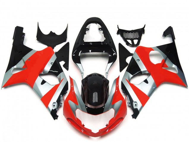 Carenagens Moto Suzuki GSXR 1000 2000-2002 - Prata Vermelho Preto Brilhante OEM Estilo