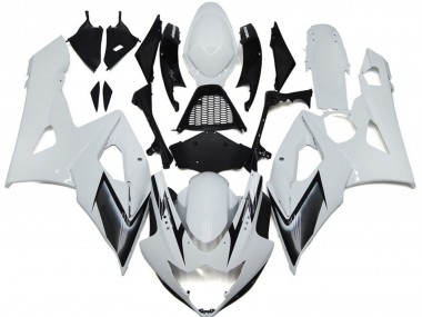 Carenagens Moto Suzuki GSXR 1000 2005-2006 - Branco Brilhante Prata Preto