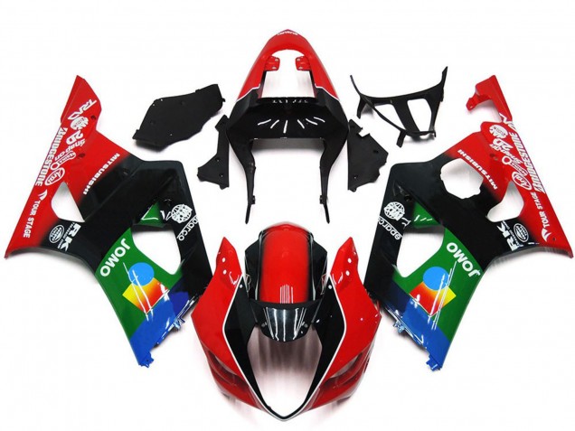 Carenagens Moto Suzuki GSXR 1000 2003-2004 - Vermelho Preto Verde JOMO