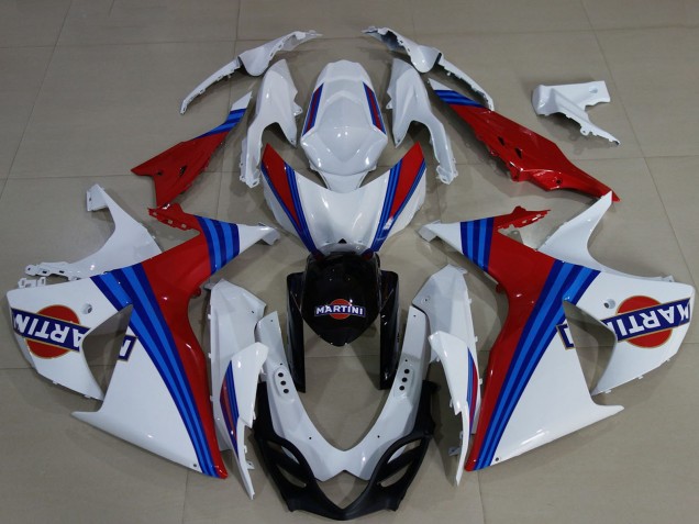 Carenagens Moto Suzuki GSXR 1000 2009-2016 - Branco Azul Vermelho Martini
