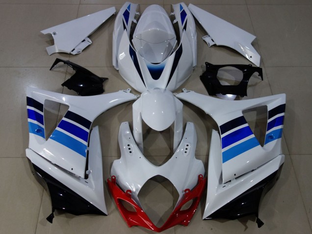 Carenagens Moto Suzuki GSXR 1000 2007-2008 - Branco Azul OEM Estilo