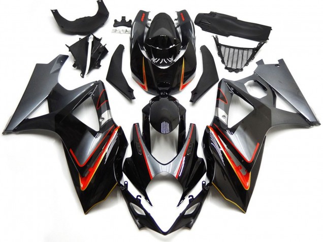 Carenagens Moto Suzuki GSXR 1000 2007-2008 - Preto Brilhante Vermelho Prata