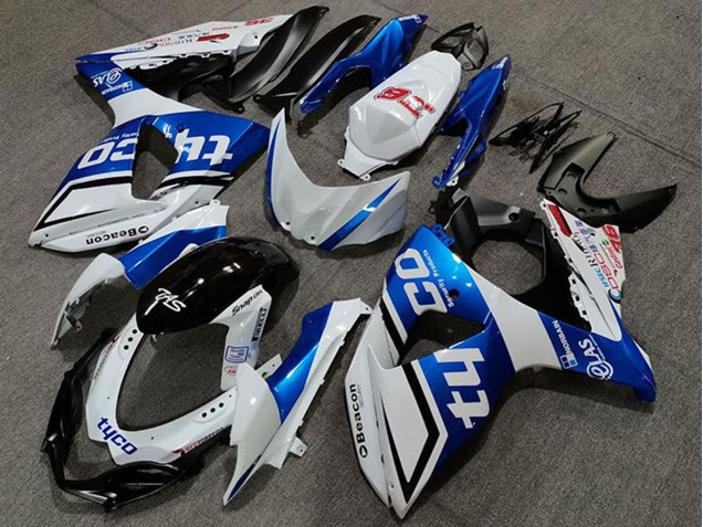 Carenagens Moto Suzuki GSXR 1000 2009-2016 - Branco Azul Preto Tyco