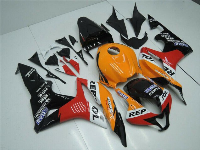 Carenagem Moto Honda CBR600RR 2007-2008 - Laranja Branco Vermelho Preto Brilhante Repsol