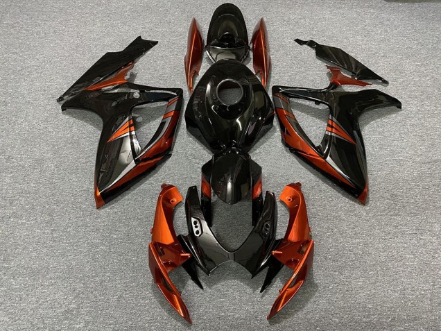 Carenagens Moto Suzuki GSXR 600 / GSXR 750 2006-2007 - Preto Brilhante Laranja