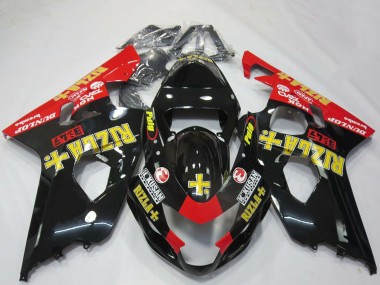 Carenagens Moto Suzuki GSXR 600 / GSXR 750 2004-2005 - Preto Brilhante Vermelho Amarelo Rizla